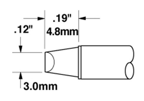 Metcal STTC-013 600 Series Blunt Chisel Solder Cartridge, 3.0 x 4.8mm