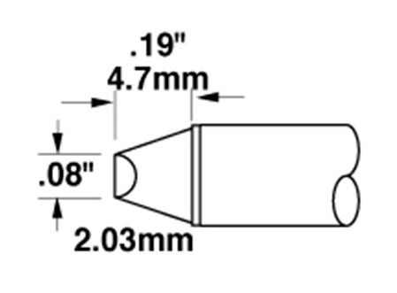 Metcal STTC-014 600 Series Blunt Chisel Solder Cartridge, 2.0 x 4.7mm