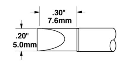 Metcal STTC-017 600 Series Chisel Solder Cartridge, 5.0 x 7.6mm