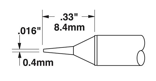 Metcal STTC-022 600 Series Narrow Conical Solder Cartridge, 0.4 x 8.4mm