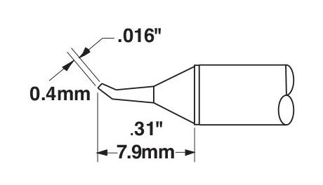 Metcal STTC-026 600 Series 30° Bent Conical Solder Cartridge, 0.4 x 7.9mm