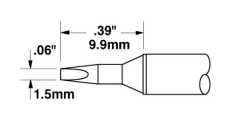 Metcal STTC-038 600 Series Chisel Solder Cartridge, 1.5 x 9.9mm