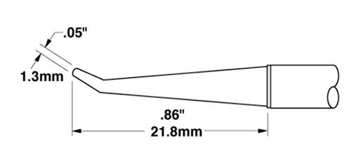 Metcal STTC-041 600 Series Long Reach 30° Bent Conical Solder Cartridge, 1.3 x 21.8mm