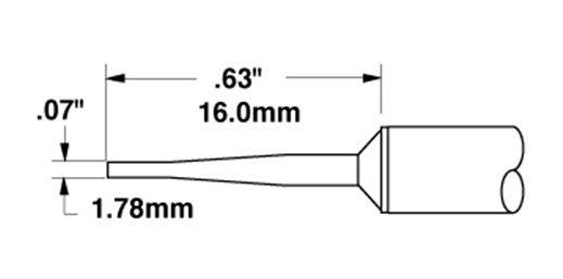 Metcal STTC-042 600 Series Chisel Solder Cartridge, 1.78 x 16mm