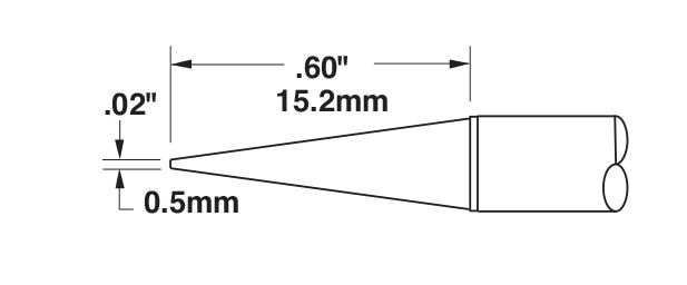 Metcal STTC-043 600 Series Long Reach Sharp Conical Solder Cartridge, 0.5 x 15.2mm