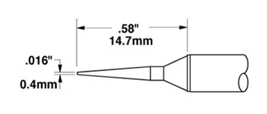 Metcal STTC-045 600 Series Narrow Conical Solder Cartridge, 0.4 x 14.7mm