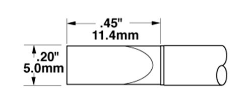 Metcal STTC-065 600 Series Long Reach Chisel Solder Cartridge, 5.0 x 11.4mm