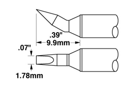 Metcal STTC-098 600 Series 30° Bent Chisel Solder Cartridge, 1.8 x 9.9mm