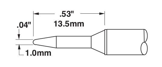 Metcal STTC-101 700 Series Narrow Conical Solder Cartridge, 1.0 x 13.5mm