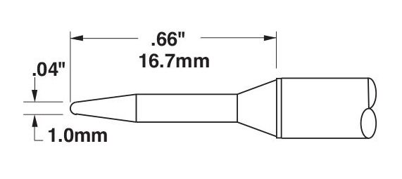 Metcal STTC-107 700 Series Conical Solder Cartridge, 1.0 x 16.7mm