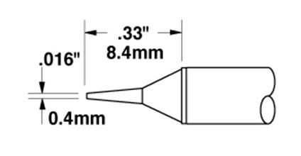 Metcal STTC-122 700 Series Narrow Conical Solder Cartridge, 0.4 x 8.4mm