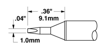 Metcal STTC-125 700 Series Chisel Solder Cartridge, 1.0 x 9.1mm