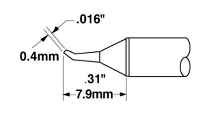 Metcal STTC-126 700 Series 30° Bent Conical Solder Cartridge, 0.4 x 7.9mm