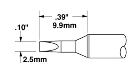 Metcal STTC-136 700 Series Chisel Solder Cartridge, 2.5 x 9.9mm