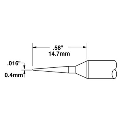 Metcal STTC-145 700 Series Narrow Conical Solder Cartridge, 0.4 x 14.7mm