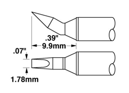 Metcal STTC-198 700 Series 30° Bent Chisel Solder Cartridge, 1.8 x 9.9mm