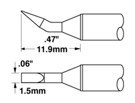 Metcal STTC-199 700 Series 30° Bent Chisel Solder Cartridge, 1.5 x 11.9mm