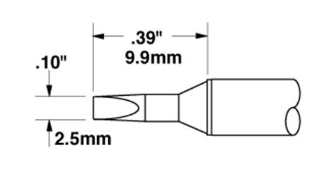 Metcal STTC-536 500 Series Chisel Solder Cartridge, 2.5 x 9.9mm