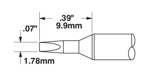 Metcal STTC-537 500 Series Chisel Solder Cartridge, 1.8 x 9.9mm