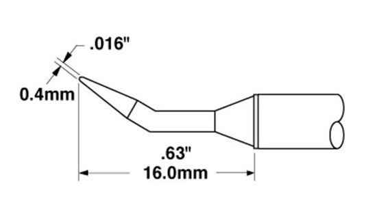 Metcal STTC-540 500 Series Narrow 30° Bent Conical Solder Cartridge, 0.4 x 16mm