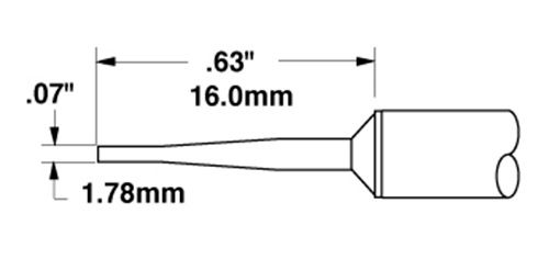 Metcal STTC-542 500 Series Chisel Solder Cartridge, 1.78 x 16mm