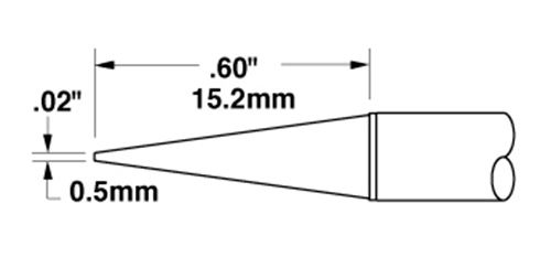 Metcal STTC-543 500 Series Long Reach Sharp Conical Solder Cartridge, 0.5 x 15.2mm