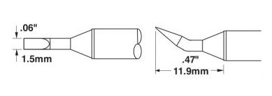 Metcal STTC-599 500 Series 30° Bent Chisel Solder Cartridge, 1.5 x 11.9mm