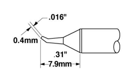 Metcal STTC-826 800 Series 30° Bent Conical Solder Cartridge, 0.4 x 7.9mm