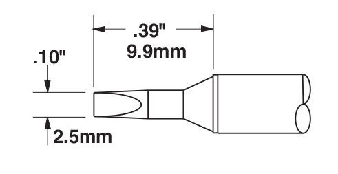 Metcal STTC-836 800 Series Chisel Solder Cartridge, 2.5 x 9.9 mm