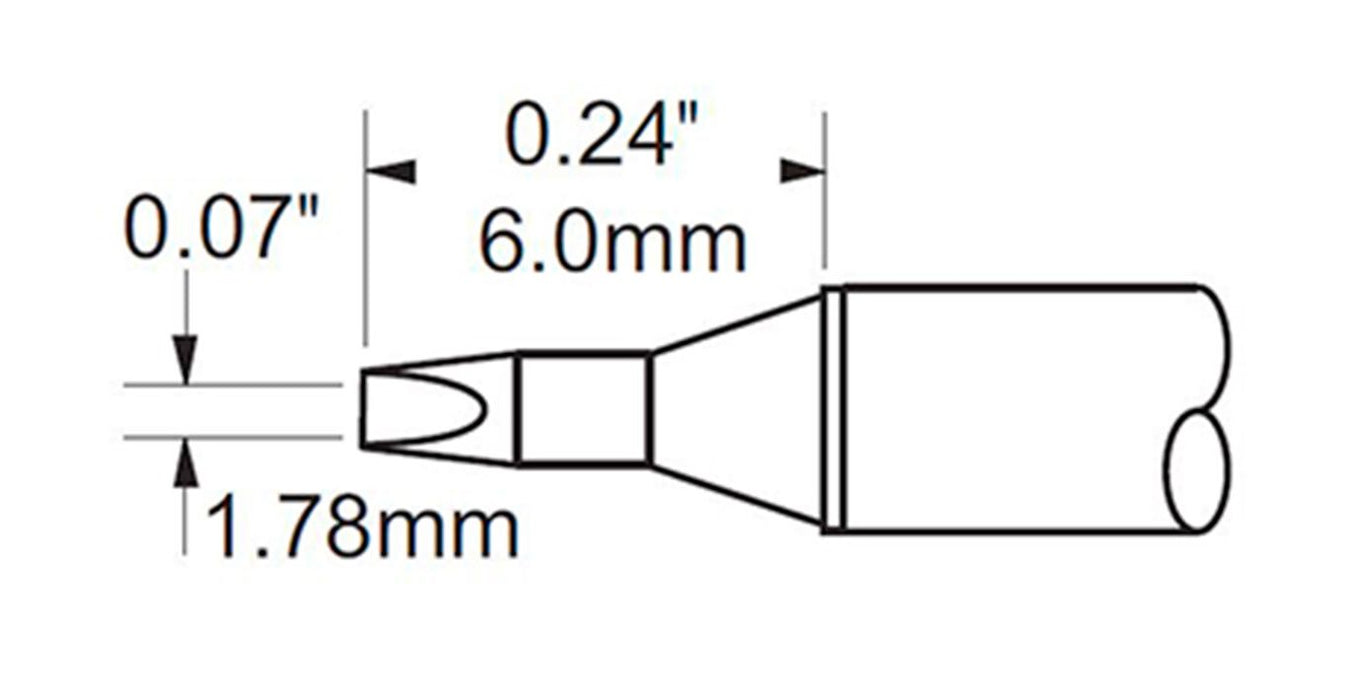 Metcal STTC-837P 800 Series Power Chisel Solder Tip, 1.8 x 9.9mm