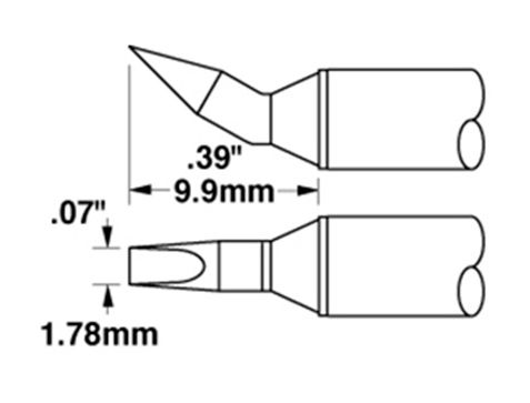 Metcal STTC-898 800 Series 30° Bent Chisel Solder Cartridge, 1.8 x 9.9mm