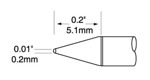 Metcal UFTC-7CN02 700 Series Ultrafine Conical Solder Cartridge, 0.2 x 5.0mm