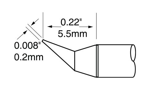 Metcal UFTC-7CNB02 700 Series Ultrafine Bent Conical Solder Cartridge, 0.2 x 5.5mm