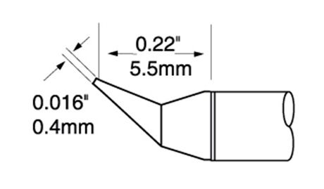 Metcal UFTC-7CNB04 700 Series Ultrafine Bent Conical Solder Cartridge, 0.4 x 5.5mm