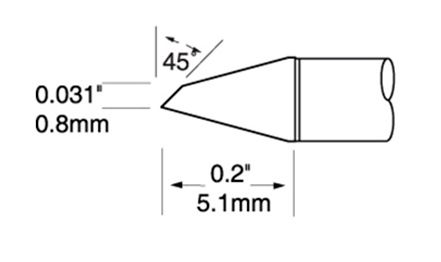 Metcal UFTC-7DRH408 700 Series Ultrafine Micro Hoof Rework Cartridge, 0.8 x 5.0mm