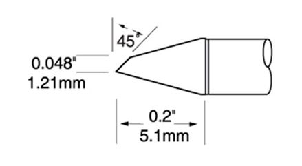 Metcal UFTC-7DRH412 700 Series Ultrafine Micro Hoof Rework Cartridge, 1.2 x 5.0mm