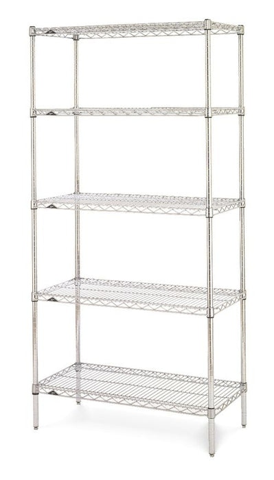 Metro 5ES143674NS 14" x 36" x 74" Stainless Steel Wire Shelving Unit with 5 Super Erecta&reg; Wire Shelves