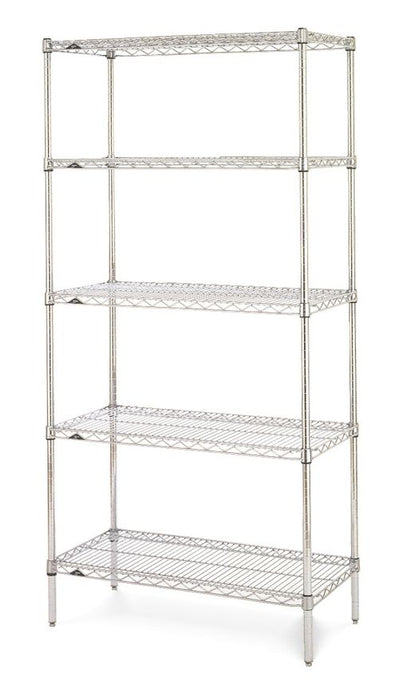 Metro 5ES244874NS 24" x 48" x 74" Stainless Steel Wire Shelving Unit with 5 Super Erecta&reg; Wire Shelves