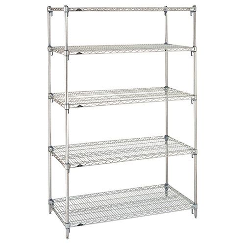Metro 5A557C 24" x 48" x 74" Chrome Wire Shelving Unit with 5 Super Adjustable&trade; Wire Shelves