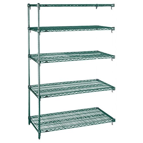 Metro 5AA467K3 21" x 60" x 74" Metroseal&reg; Green Wire Shelving Add-On with 5 Super Adjustable&trade; Wire Shelves
