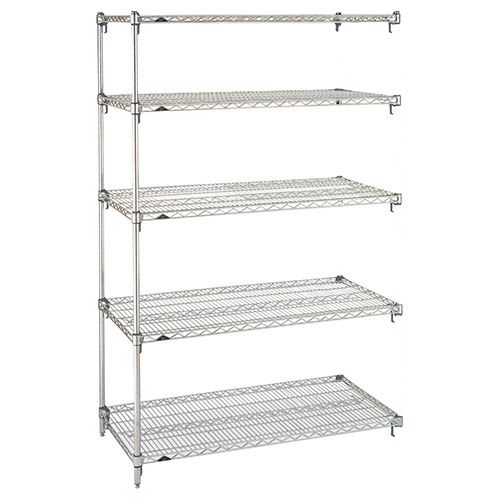 Metro 5AN437BR 21" x 36" x 74" Brite Wire Shelving Add-On with 5 Super Erecta&reg; Wire Shelves