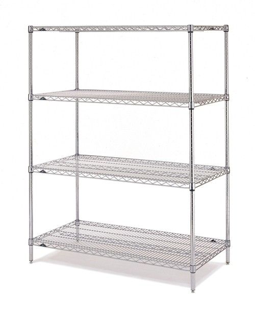 Metro 4ES216063NS 21" x 60" x 63" Stainless Steel Wire Shelving Unit with 4 Super Erecta&reg; Wire Shelves