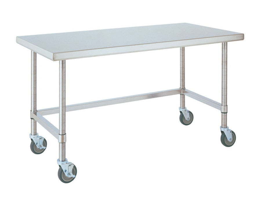 Metro MWT306US 30" x 60" Mobile Stainless Steel Work Table with 3-Sided Frame