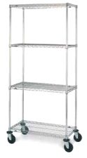 Metro N466BC 21" x 60" x 63" Mobile Wire Shelving with 4 Super Erecta&reg; Chrome Wire Shelves