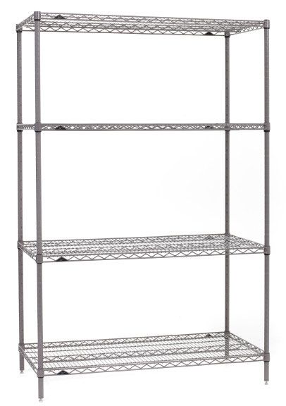 Metro SE-184274K4-S-4 18" x 42" x 74" Metroseal&reg; Gray Wire Shelving Unit with 4 Super Erecta&reg; Wire Shelves