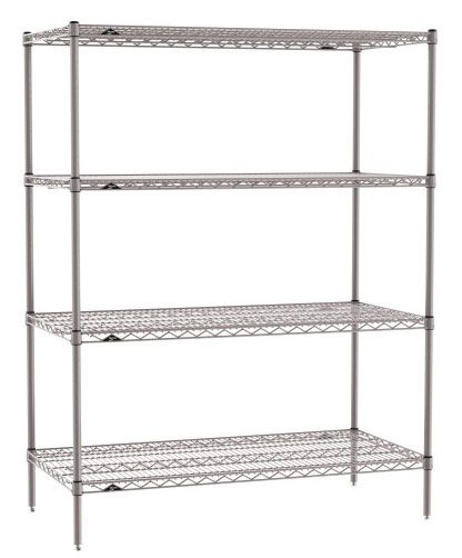 Metro SE-242463K4-S-4 24" x 24" x 63" Metroseal&reg; Gray Wire Shelving Unit with 4 Super Erecta&reg; Wire Shelves