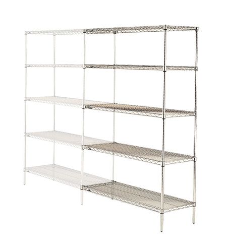 Metro AN416C 21" x 24" x 63" Chrome Wire Shelving Add-On with 4 Super Erecta&reg; Wire Shelves