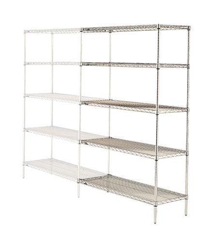 Metro 5AN437BR 21" x 36" x 74" Brite Wire Shelving Add-On with 5 Super Erecta&reg; Wire Shelves