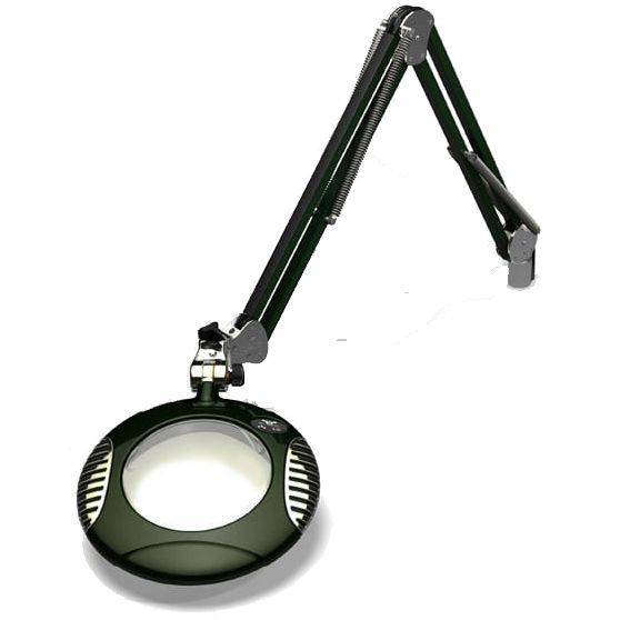 OC White 42400-4-RG Green-Lite&reg; LED Magnifier with 6" Round, 4 Diopter Lens & Edge Clamp, Racing Green