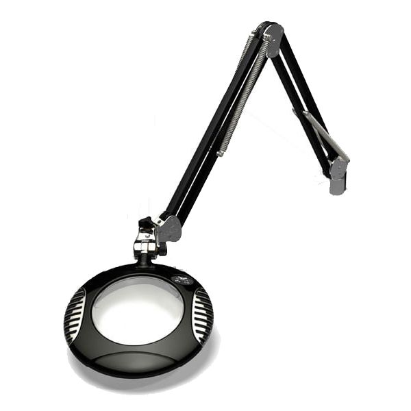 OC White 42400-5-B Green-Lite&reg; LED Magnifier with 6" Round, 5 Diopter Lens & Edge Clamp, Carbon Black